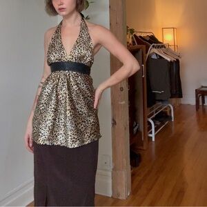 Leopard Y2K Halter Top ( S -XS)